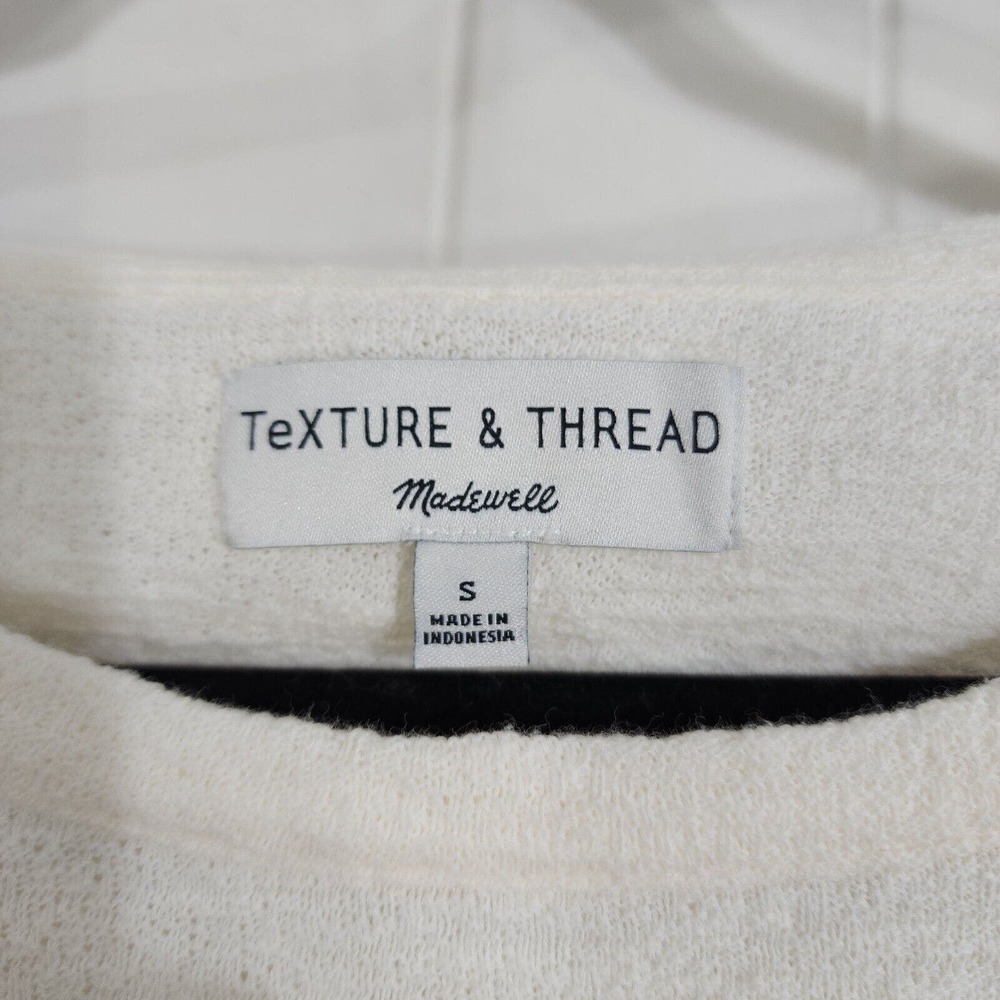 Madewell Womens Top Smocked Bell Sleeve Cream Knit Elastic Waist Blouse Size S - Picture 6 of 7